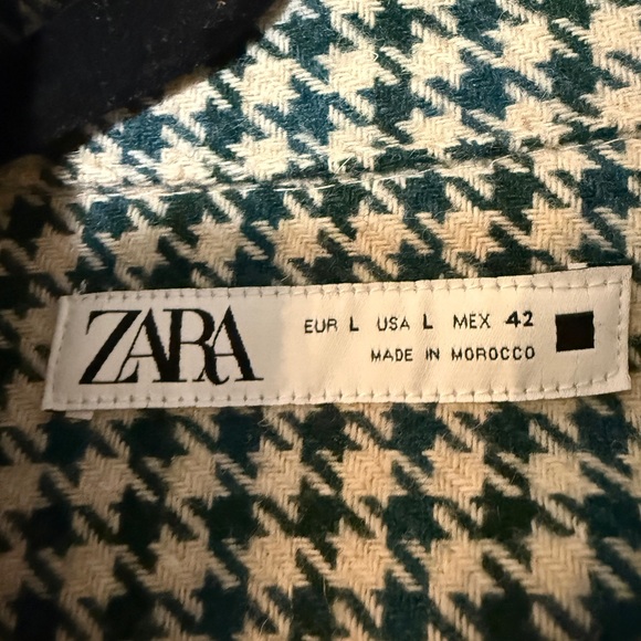 Zara womens / mens shaket over shirt Houndstooth Shirt Jacket size L - Picture 5 of 11